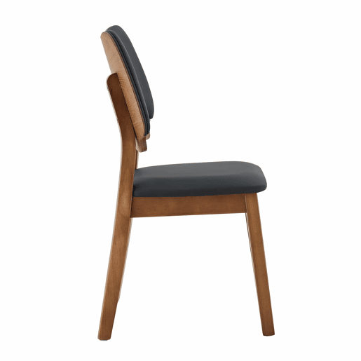 Conjunto de 2 cadeiras de jantar - Encosto em forma de borboleta, estrutura em madeira, assento almofadado, design moderno - Preto