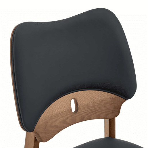 Conjunto de 2 cadeiras de jantar - Encosto em forma de borboleta, estrutura em madeira, assento almofadado, design moderno - Preto