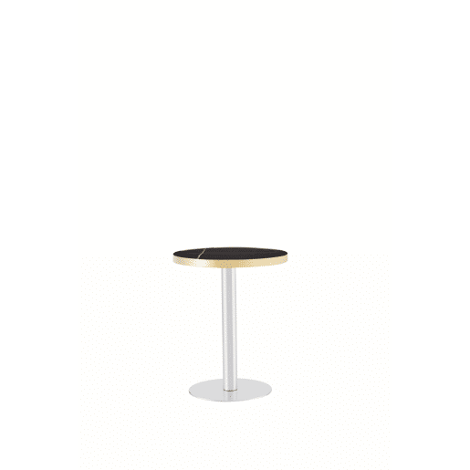 Mesa auxiliar redonda 60x60x74 cm - efeito mármore, estrutura em aço inoxidável dourado, base estável e design elegante - preta