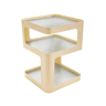 Mesa de apoio e de cabeceira de metal e vidro canelado, L35 x H50cm, Nae, Cru, 35x35x49 cm