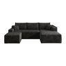 Sofá de canto de 241 cm - 4 lugares, estilo moderno minimalista, assento profundo, sem montagem - Preto