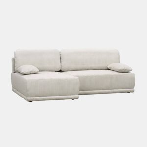 Sofá-cama de canto esquerdo em veludo canelado com baú, 3 lugares, Nelson, Bege cinzento, 218x140x81 cm