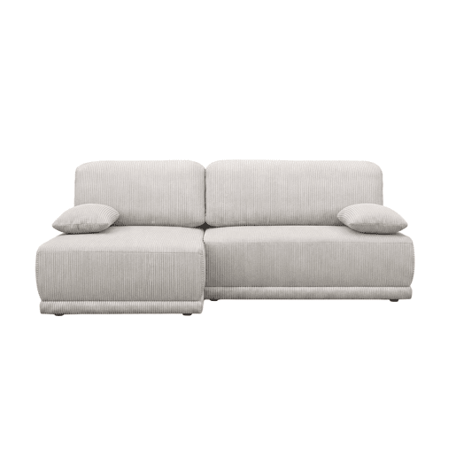 Sofá-cama de canto esquerdo em veludo canelado com baú, 3 lugares, Nelson, Bege cinzento, 218x140x81 cm Sofá-cama de canto esquerdo em veludo canelado com baú, 3 lugares, Nelson, Bege cinzento, 218x140x81 cm