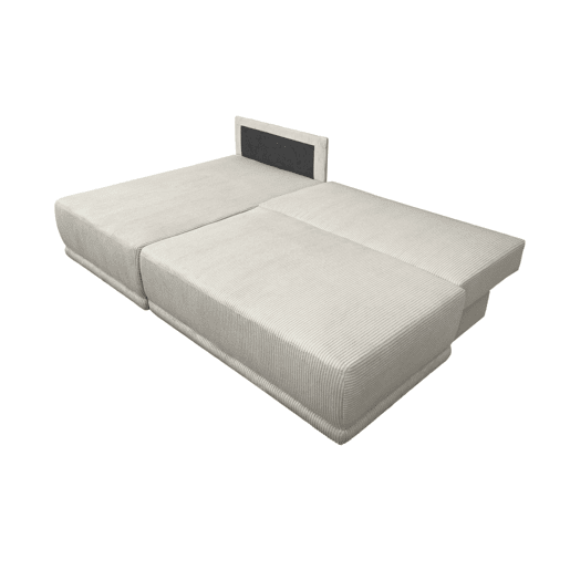 Sofá-cama de canto esquerdo em veludo canelado com baú, 3 lugares, Nelson, Bege cinzento, 218x140x81 cm Sofá-cama de canto esquerdo em veludo canelado com baú, 3 lugares, Nelson, Bege cinzento, 218x140x81 cm