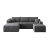 Sofá de canto L 241 cm - design «nuvem», estilo minimalista, assento profundo, sem montagem - Cinza escuro