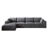 Sofá modular de 340 cm - design de dupla camada, estofo em veludo cotelê, almofadas com capas removíveis, sem montagem - cinzento escuro