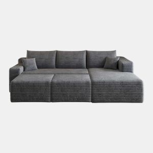 Sofá em L de 241 cm u2013 design «nuvem», moderno e minimalista, assento profundo, sem montagem u2013 cinzento escuro