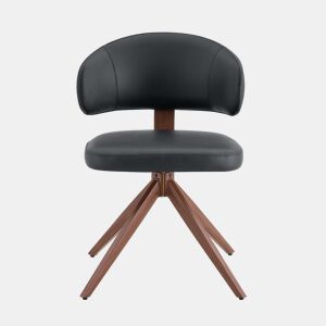 Cadeira giratória de jantar - 360° com estrutura metálica, estofamento confortável e design moderno para escritório e sala de estar - Preto