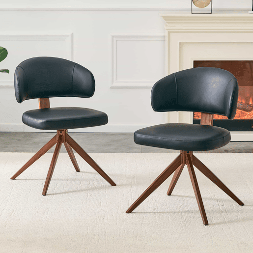 Cadeira giratória de jantar - 360° com estrutura metálica, estofamento confortável e design moderno para escritório e sala de estar - Preto Cadeira giratória de jantar - 360° com estrutura metálica, estofamento confortável e design moderno para escritório e sala de estar - Preto