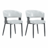 Cadeiras de jantar (2 unidades) u2013 estilo Mid Century Modern, cadeiras retro em pele sintética com braços curvos e encosto estampado u2013 cinzento