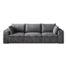 Sofá modular de 260 cm - 3 lugares em veludo, design de dupla camada, almofadas com capas removíveis, sem montagem - cinzento escuro