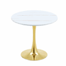 Mesa de jantar redonda de 80 cm u2013 design moderno em forma de tulipa com pé metálico para a cozinha e a sala de estar u2013 branca
