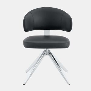 Cadeira de jantar 54,5 x 50,5 x 77 cm - giratória a 360°, estofada, estrutura metálica, estilo moderno - Preto