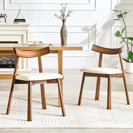 Cadeiras de jantar (2 unidades) u2013 com estrutura em madeira, estofadas e com encosto ergonómico, modernas para a cozinha e a sala de estar u2013 Branco