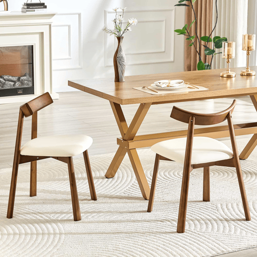 Cadeiras de jantar (2 unidades) u2013 com estrutura em madeira, estofadas e com encosto ergonómico, modernas para a cozinha e a sala de estar u2013 Branco