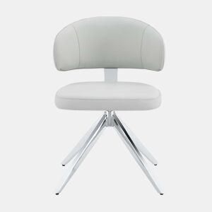 Cadeira de jantar 54,5 x 50,5 x 77 cm - Giratória a 360°, almofadada e confortável, estrutura metálica - Cinza claro