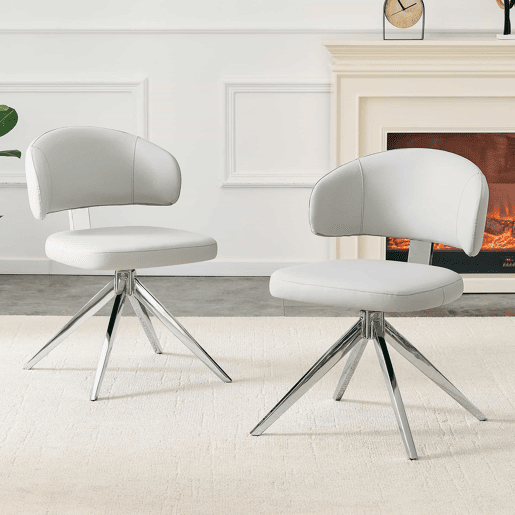 Cadeira de jantar 54,5 x 50,5 x 77 cm - Giratória a 360°, almofadada e confortável, estrutura metálica - Cinza claro Cadeira de jantar 54,5 x 50,5 x 77 cm - Giratória a 360°, almofadada e confortável, estrutura metálica - Cinza claro