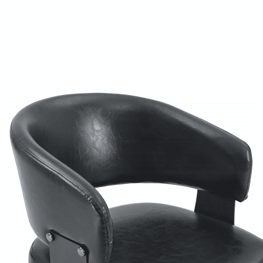Cadeiras de jantar (2 unidades) - Estilo Mid Century Modern, cadeiras retro com braços curvos, encosto estampado e estofo em couro sintético - Preto
