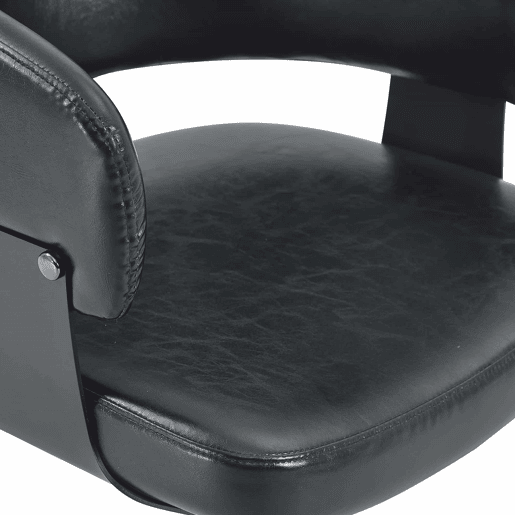 Cadeiras de jantar (2 unidades) - Estilo Mid Century Modern, cadeiras retro com braços curvos, encosto estampado e estofo em couro sintético - Preto