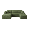Sofá de canto L 241 cm - design minimalista em forma de nuvem, assento profundo sem montagem - Verde