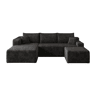 Sofá de canto em L com 241 cm - estilo moderno e minimalista, assento profundo e confortável, não requer montagem - Preto