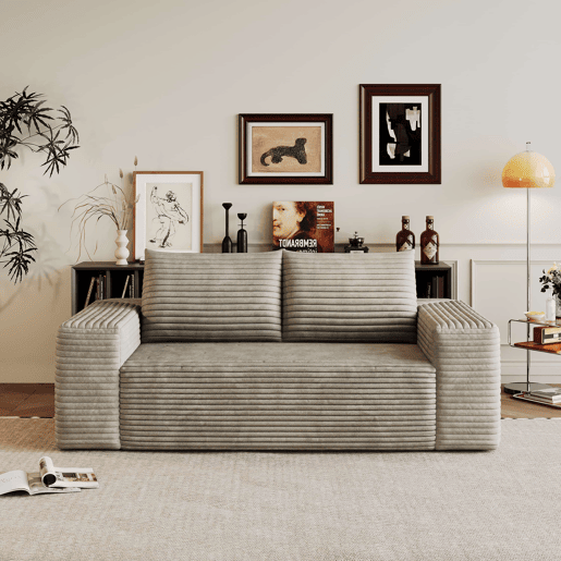 Sofá modular de 180 cm para 2 pessoas u2013 assento profundo, sem montagem, estilo compacto e confortável u2013 Camel