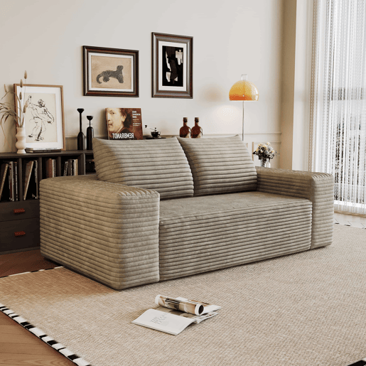 Sofá modular de 180 cm para 2 pessoas u2013 assento profundo, sem montagem, estilo compacto e confortável u2013 Camel