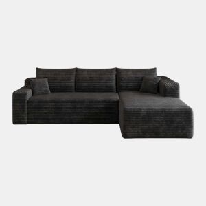 Sofá em L de 241 cm com 3 lugares u2014 design minimalista em forma de nuvem, assento profundo, sem montagem, confortável para a sala de estar u2014 Preto