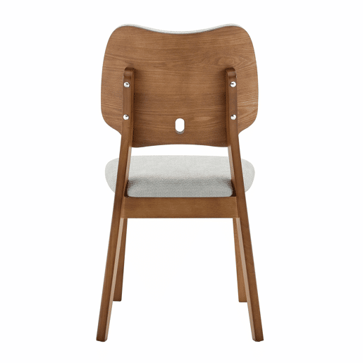 Conjunto de 2 cadeiras de jantar 51x43x82 cm - Encosto em forma de borboleta, estrutura em madeira, assento almofadado, cadeiras modernas de cozinha - Cinzento Conjunto de 2 cadeiras de jantar 51x43x82 cm - Encosto em forma de borboleta, estrutura em madeira, assento almofadado, cadeiras modernas de cozinha - Cinzento