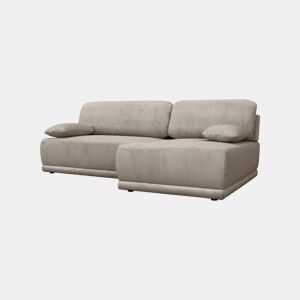 Sofá-cama de canto direito em veludo canelado com baú, 3 lugares, Nelson, Taupe, 218x140x81 cm