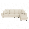 Sofá de canto L 280x136x82 cm - Modular em chenille com chaise longue, arrumação e encosto reclinável com porta-copos - Bege