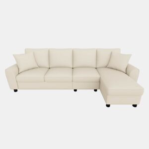 Sofá de canto L 280x136x82 cm - Modular em chenille com chaise longue, arrumação e encosto reclinável com porta-copos - Bege