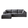 Sofá modular 260 x 160 cm - Veludo cotelê, design de dupla camada, almofadas removíveis sem necessidade de montagem - Cinza escuro