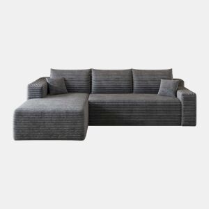 Sofá de canto L 241 cm - design minimalista em forma de nuvem, assento profundo, 3 lugares, sem montagem - cinzento escuro