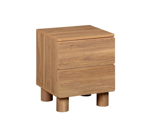 Mesita de noche de madera con 2 cajones, ayana, madera de avellano, 40x38x48 cm