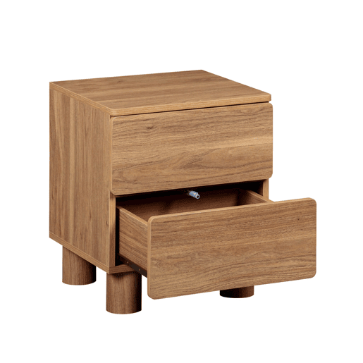 Mesa de cabeceira com efeito madeira com 2 gavetas, Ayana, Madeira de nogueira, 40x38x48 cm Mesa de cabeceira com efeito madeira com 2 gavetas, Ayana, Madeira de nogueira, 40x38x48 cm