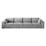 Sofá modular de 340 cm em veludo, com design de dupla camada, almofadas removíveis sem necessidade de montagem - cinzento