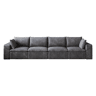 Sofá modular de 340 cm em veludo - design de dupla camada, almofadas removíveis, sem montagem, 4 lugares - cinzento escuro