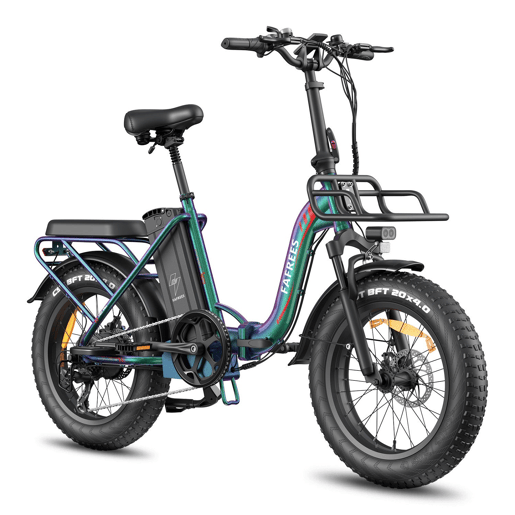 Electric Bike FAFREES F20 Max - Bateria 48V30AH Pneu 20 Freio a disco mecânico - Aurora Verde