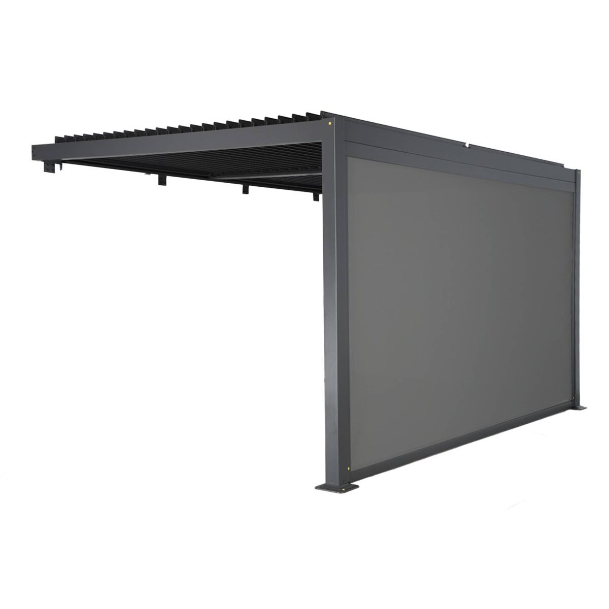 Pérgola bioclimática de aluminio adosada 4x3m + 1 toldo 4m, palace 4x3m adosada + accesorio, antracita, 388x292x224 cm