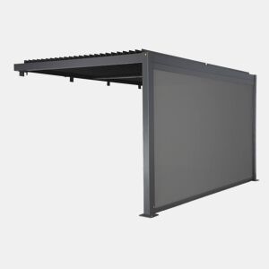 Pérgola bioclimática de alumínio encostada 4x3m + 1 toldo 4m, Palace 4x3m encostada + acessório, Antracite, 388x292x224 cm