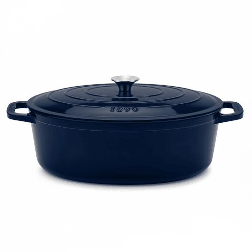 La Fonderie 1890, ALMA36, Caçarola em ferro fundido, 36cm, 7,7L, azul, compatível com todas as fontes de calor, indução, gás, grelhador e forno. La Fonderie 1890, ALMA36, Caçarola em ferro fundido, 36cm, 7,7L, azul, compatível com todas as fontes de calor, indução, gás, grelhador e forno.