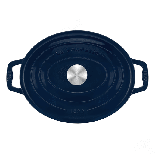 La Fonderie 1890, ALMA36, Caçarola em ferro fundido, 36cm, 7,7L, azul, compatível com todas as fontes de calor, indução, gás, grelhador e forno. La Fonderie 1890, ALMA36, Caçarola em ferro fundido, 36cm, 7,7L, azul, compatível com todas as fontes de calor, indução, gás, grelhador e forno.