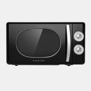 Micro-ondas Vintage 20L 700W MOVI9 Preto | 6 Modos de Cozedura, Descongelação, Temporizador 30 Min e Prato Giratório 24,5 cm