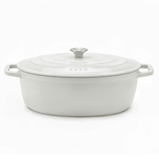 La Fonderie 1890, IENA36, Caçarola em ferro fundido, 36 cm, 7,7L, bege, compatível com todas as fontes de calor, indução, gás, grelhador e forno. La Fonderie 1890, IENA36, Caçarola em ferro fundido, 36 cm, 7,7L, bege, compatível com todas as fontes de calor, indução, gás, grelhador e forno.