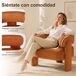 Sillón de terciopelo, sillón lounge moderno con reposabrazos Sillón de terciopelo, sillón lounge moderno con reposabrazos Naranja