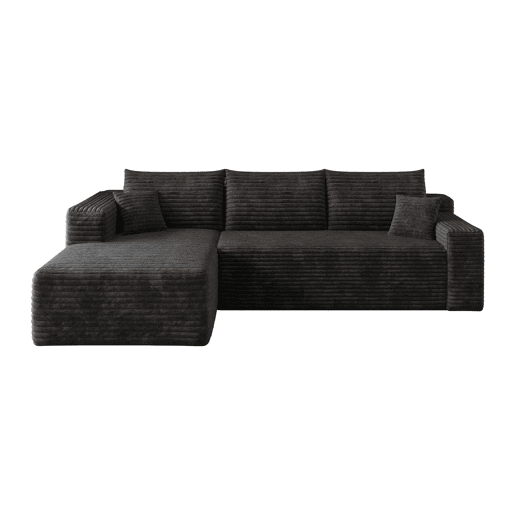 Sofá de canto de 241 cm - L moderno, 3 lugares, assento profundo, sem montagem - Preto