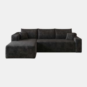 Sofá de canto de 241 cm - L moderno, 3 lugares, assento profundo, sem montagem - Preto