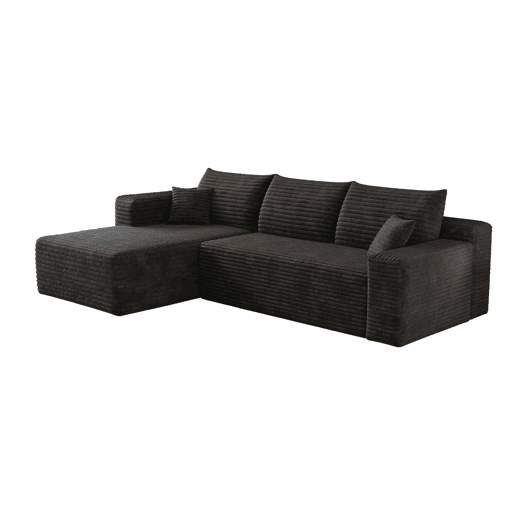 Sofá de canto de 241 cm - L moderno, 3 lugares, assento profundo, sem montagem - Preto