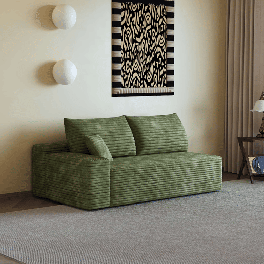 Sofá modular de 175 cm, 2 lugares u2013 estofado em tecido, design seccional com chaise à esquerda u2013 Verde Sofá modular de 175 cm, 2 lugares u2013 estofado em tecido, design seccional com chaise à esquerda u2013 Verde